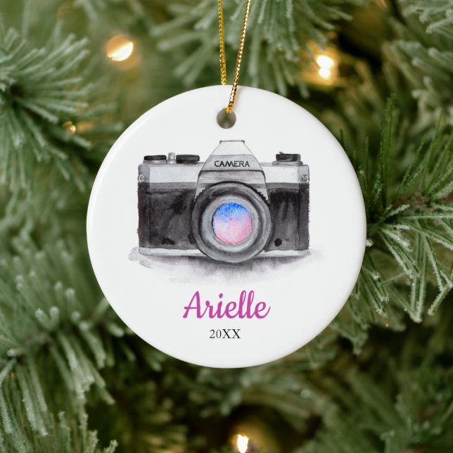 Décoration En Céramique Photographe Personnalisé Caméra personnalisée Noël (Arbre)