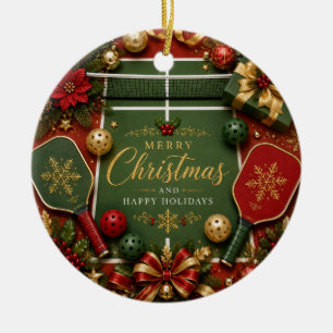 Décoration En Céramique Pickleball avec cadre de Noël