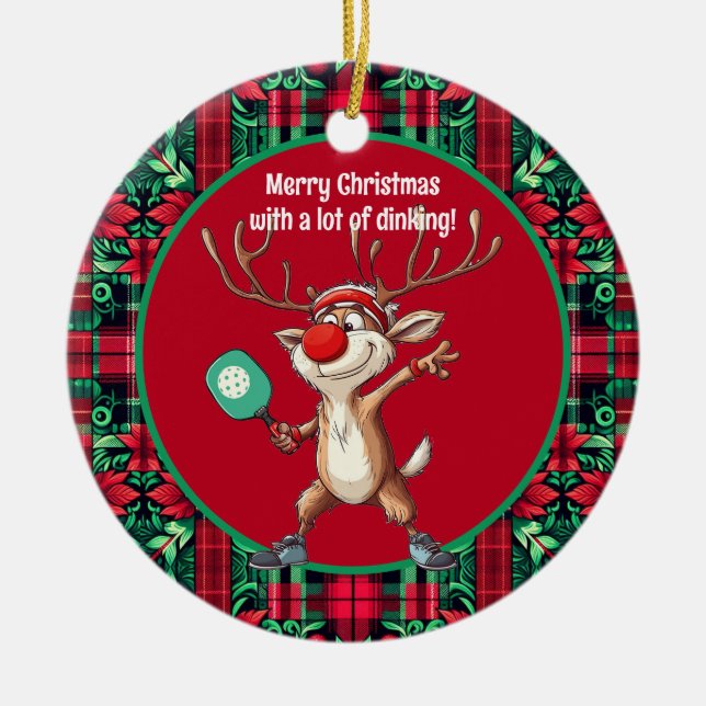 Décoration En Céramique Pickleball 🎄 Joyeux Noël, texte personnalisé (Devant)