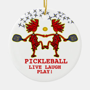 Décoration En Céramique Pickleball Live Laugh Jouer Ornament en céramique