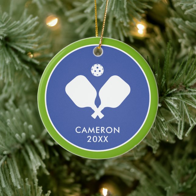 Décoration En Céramique Pickleball Paddles Logo Blue Green Personnalisé (Arbre)