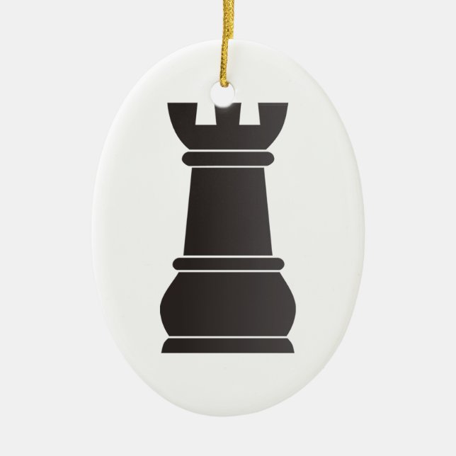 Décoration En Céramique Pièce d'échecs noire de roche (Devant)