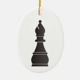 Décoration En Céramique Pièce d'échecs noire d'évêque