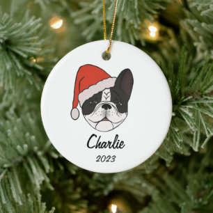 Décoration En Céramique Pied Frenchie Santa Hat
