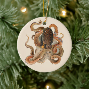 Décoration En Céramique Pieuvre Vulgaris, Animaux de la Vie Marine Vintage
