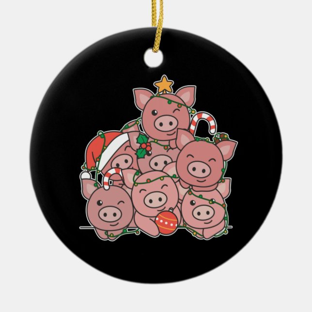 Décoration En Céramique Pig Christmas Tree Funny Animal Christmas (Devant)