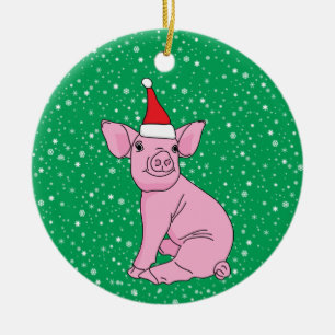 Décoration En Céramique Piglet rose mignon à Noël de Noël