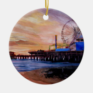 Décoration En Céramique Pilier de Santa Monica au coucher du soleil