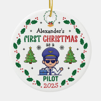 Décoration En Céramique Pilote personnalisé Premier Arbre de Noël