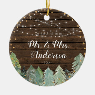Décoration En Céramique Pin rustique Notre premier Noël