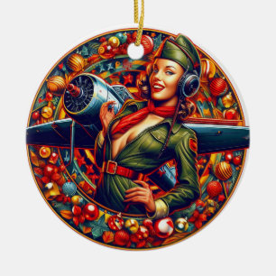 Décoration En Céramique Pin-up Fille Ornament de Noël