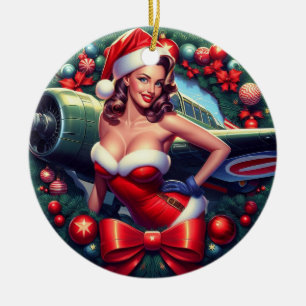 Décoration En Céramique Pin-up Fille Ornament de Noël