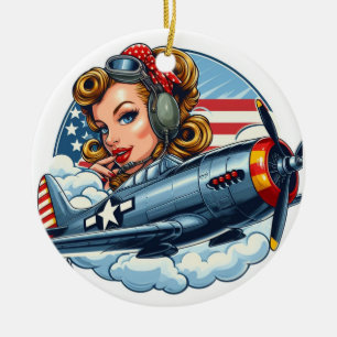 Décoration En Céramique Pin-Up Girl P-47