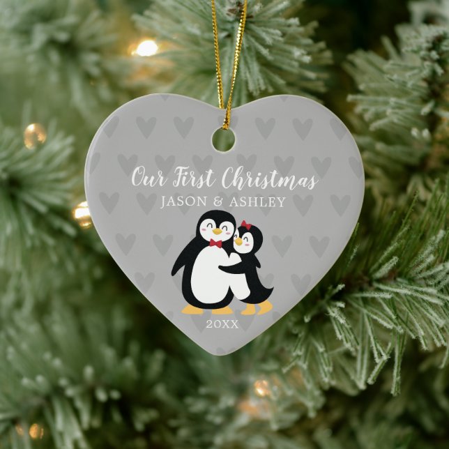 Décoration En Céramique Pingouin Amour Notre Premier Noël (Arbre)