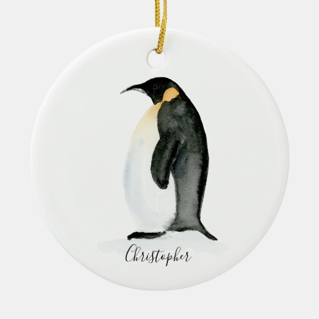 Décoration En Céramique Pingouin Aquarelle personnalisée (Devant)