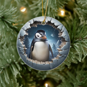 Décoration En Céramique Pingouin de Noël 3D