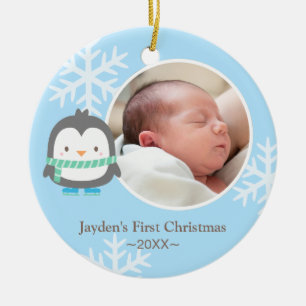 Décoration En Céramique Pingouin mignon et flocons de neige Bébé Noël P