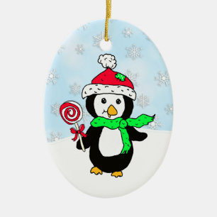 Décoration En Céramique Pingouin personnalisé Jour de neige Noël