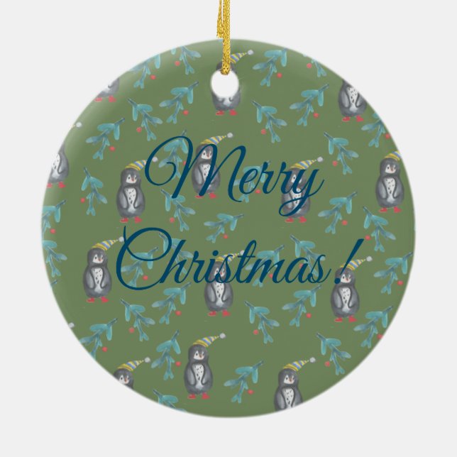 Décoration En Céramique Pingouins Joyeux Noël vacances humeur (Dos)