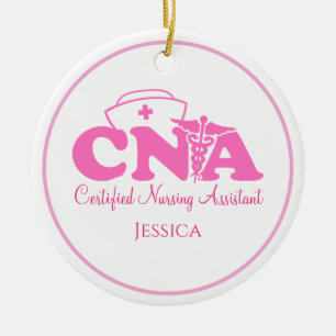 Décoration En Céramique Pink Blanc Personnalisé CNA Infirmière Noël