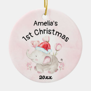 Décoration En Céramique Pink Custom Baby Girl Name First Christmas 2021