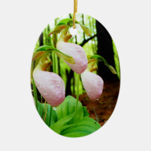 Décoration En Céramique Pink Lady Slipper sauvage orchidée