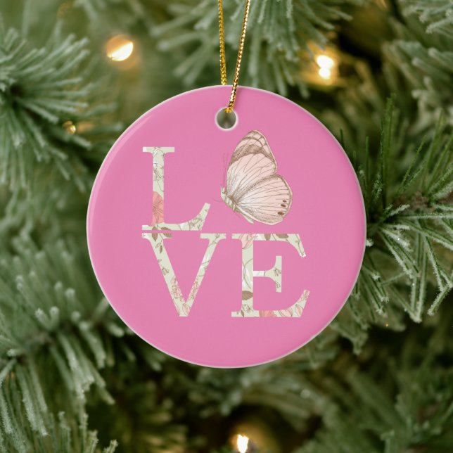 Décoration En Céramique Pink Love Papillon Floral (Arbre)