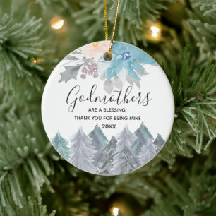Décoration En Céramique Pins Arbres d'hiver Godmères bleu