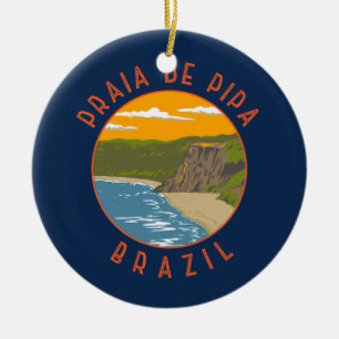 Décoration En Céramique Pipa Beach Brésil Travel Art Vintage