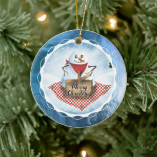 Décoration En Céramique Pique-nique Snowman blizzard personnalisé Noël