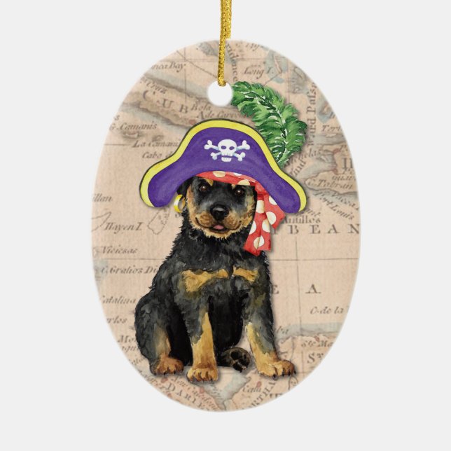 Décoration En Céramique Pirate de rottweiler (Devant)