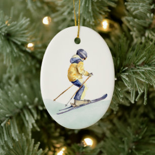 Décoration En Céramique Pistes de ski en HIVER Skieur