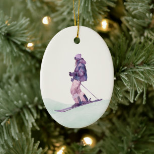 Décoration En Céramique Pistes de ski en HIVER Skieur