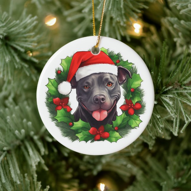 Décoration En Céramique Pit Bull Christmas Wreath (Arbre)