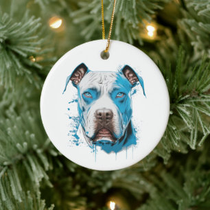 Décoration En Céramique Pitbulbe blanc aux yeux bleus