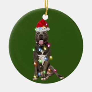 Décoration En Céramique PITBULL Avec Scafs de Noël Santa Hat