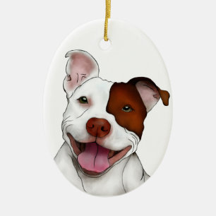 Décoration En Céramique Pitbull de sourire heureux