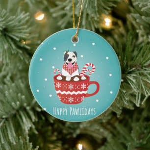Décoration En Céramique Pitbull Dog Happy Pawlidays 
