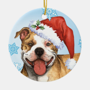 Décoration En Céramique Pitbull Terrier heureux de Howliday
