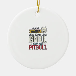 Décoration En Céramique Pitbull Vintage Restez À La Maison Et Chill Amant