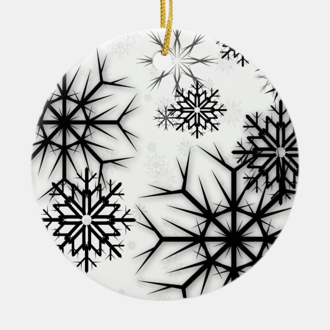 Décoration En Céramique PixDezines Snowflakes White + Black (Devant)
