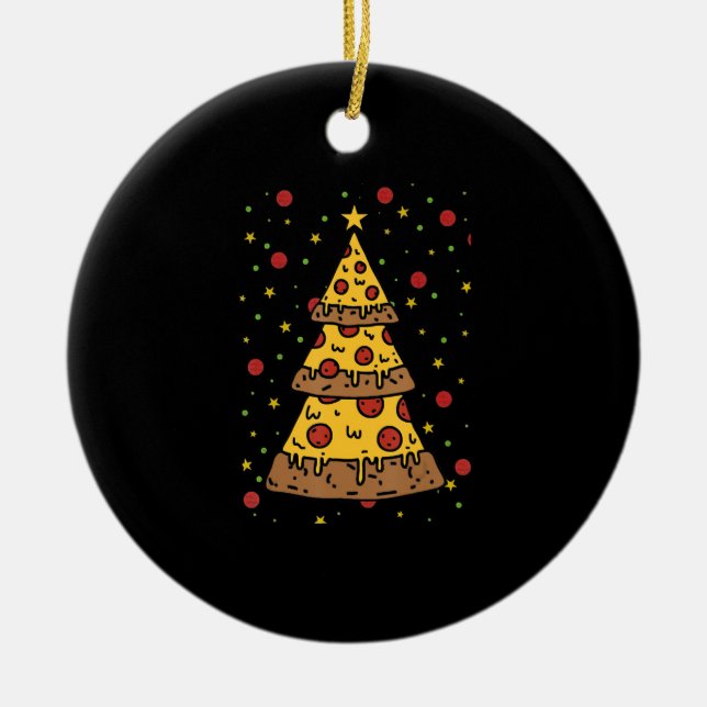 Décoration En Céramique pizza noël lumières des arbres messieurs (Devant)