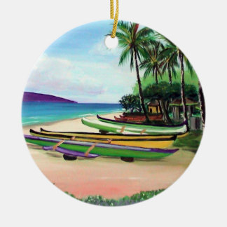 Décoration En Céramique Plage du canot rond