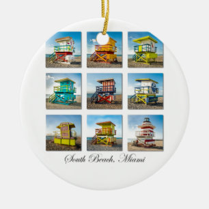 Décoration En Céramique Plage du sud, cabanes de garde de vie de Miami