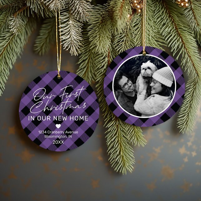 Décoration En Céramique Plaid Purple Nouveau Accueil Premier Noël (Créateur téléchargé)