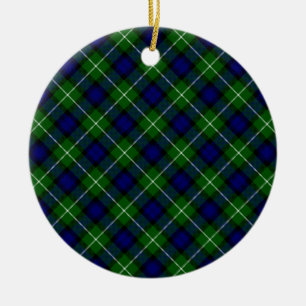 Décoration En Céramique Plaid vert bleu Lamont tartan