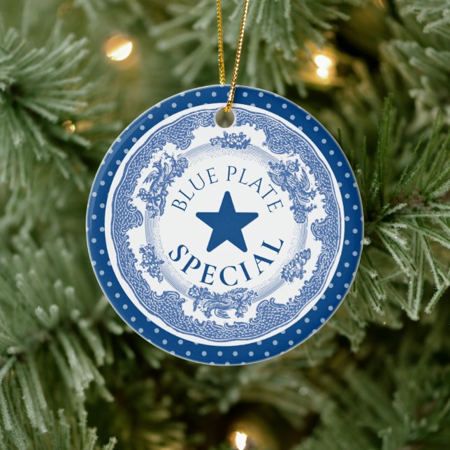 Décoration En Céramique Plaque bleue spéciale nostalgie culinaire Noël (Arbre)