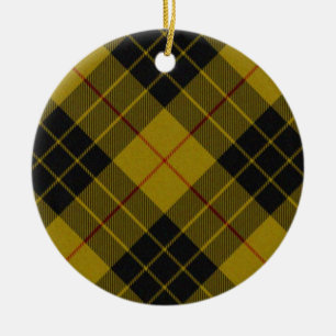 Décoration En Céramique Plaque noire jaune tartan MacLeod