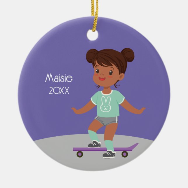 Décoration En Céramique Plat Black Girl Skateboard (Devant)