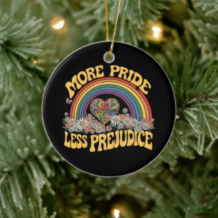 Décoration En Céramique Plus de fierté moins de préjugés Retro Rainbow Pri